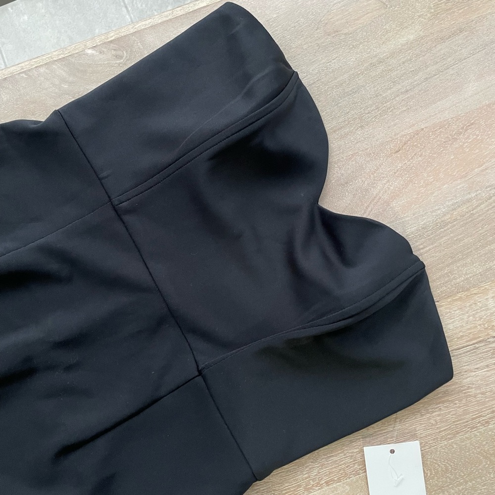 Black strapless scallop dress